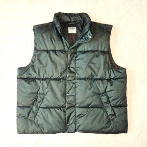 Old Navy Men's Quilted Puffer Vest Dark Green Full Zip Pockets Size XXL